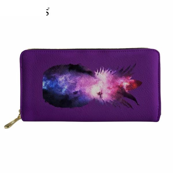 

wallets fashion purple woman's long wallet funny galaxy fruit pineapple print pu leather coin purse zipper phone card holder murse sumk, Red;black