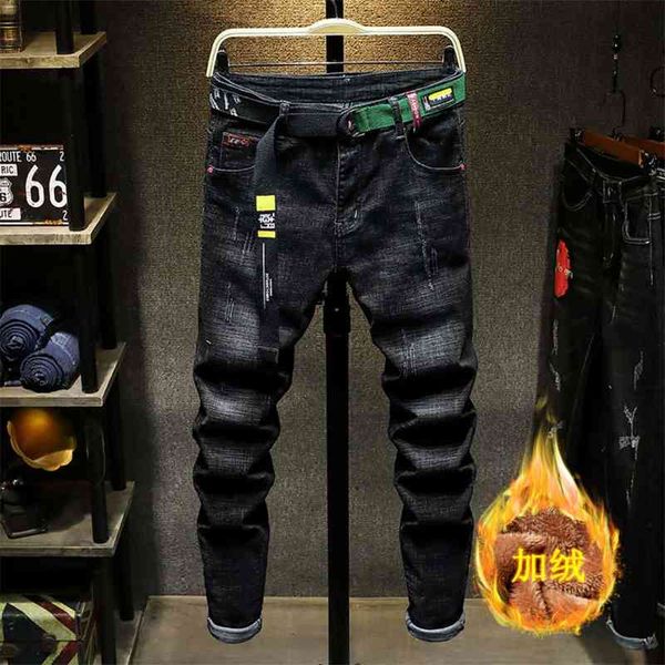 

jeans men's plush fashion slim legged pants 37zf, Blue