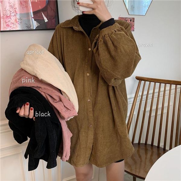 

women's jackets autumn style korean loose all-match corduroy jacket, Black;brown