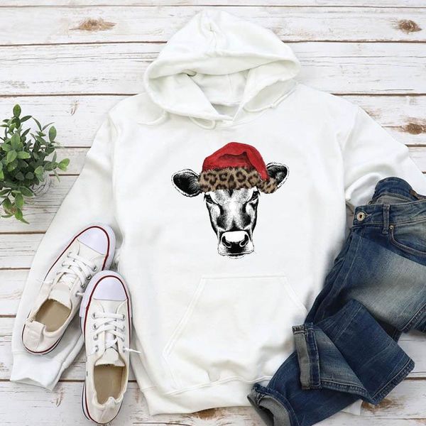 

women's hoodies & sweatshirts women print printing cartoon heifer cow fashion christmas clothes autumn winter female pullovers sweatshi, Black