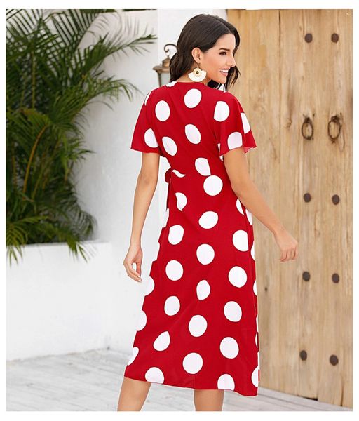 

factoryq0bb mid 2021 new summer wave point dress women's length slim waist temperament elegant chiffon skirt, White;black