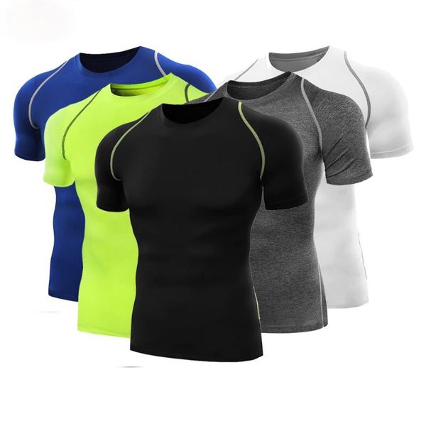 

running jerseys fitness shirts male tights short sleeved basketball tee sport thermal underwear bodybuilding quick dry clothes, Black;blue