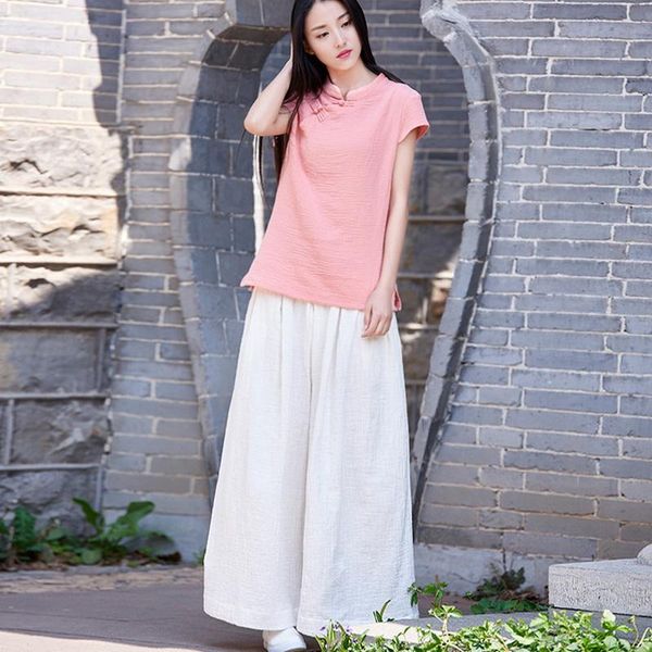

women's pants & capris suehaiwe's brand long women summer autumn white trousers female linen solid wide leg loose ladies pantalons, Black;white