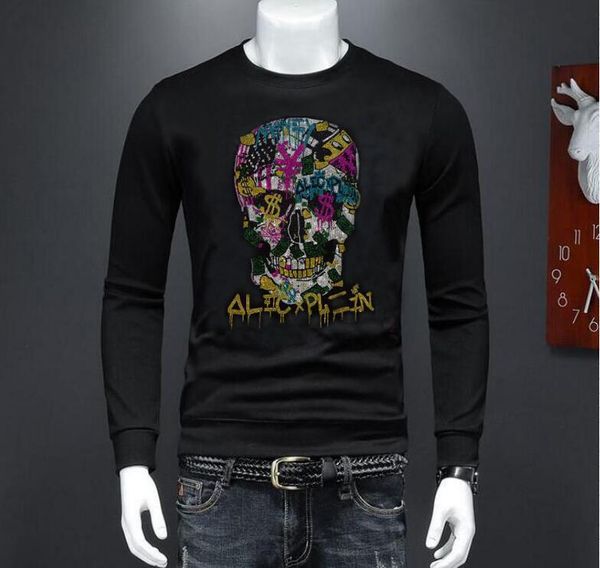 

men's hoodies & sweatshirts winter rhinestones men casual arrive diamonds streetwear, Black