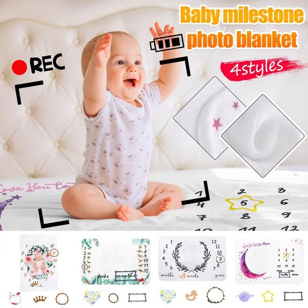 

blankets flannel baby milestone blanket 100*150 cm monthly pography props moon stars born po prop fft