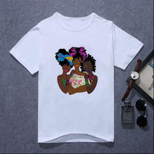 

womens t shirt harajuku melanin girl magic kawaii queen friends viper gothic female hip hop graphic tee, White