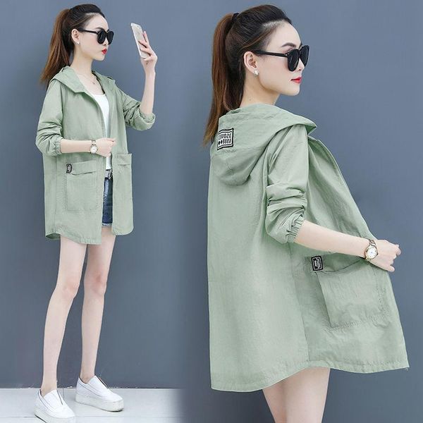 

multi color big size sun proof clothing sunscreen jacket women anti uv protection coat summer mid-length ultra-thin loose women's jacke, Black;brown