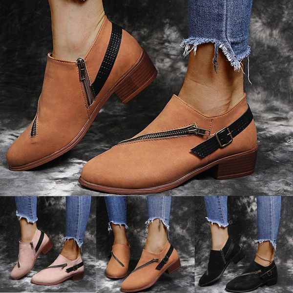 

boots retro women's shoes fashion women leather flat zipper solid color short booties round toe drop 2108, Black