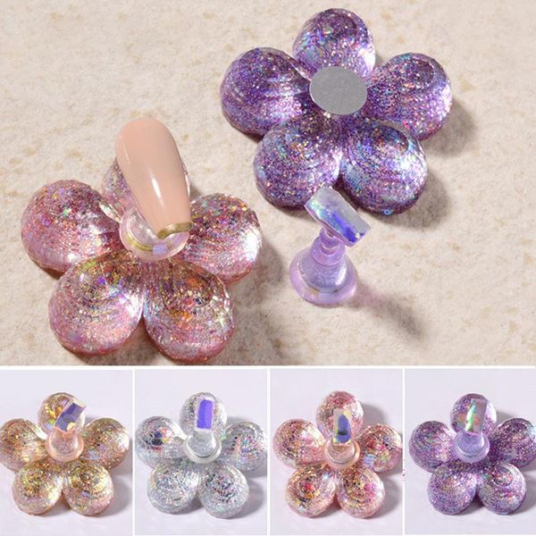 

false nails magnetic nail holder practice display flower designs stand manicure tools, Red;gold