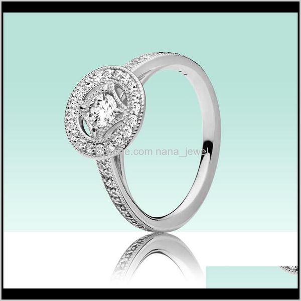 

authentic 925 sterling silver vintage circle ring set for pandora cz diamond women girls wedding jewelry ring with original logo box r tiyvx, Slivery;golden