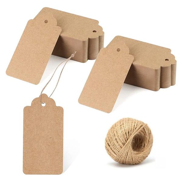 

gift wrap tags, 100 pcs kraft paper tags for wedding brown rectangle craft hang