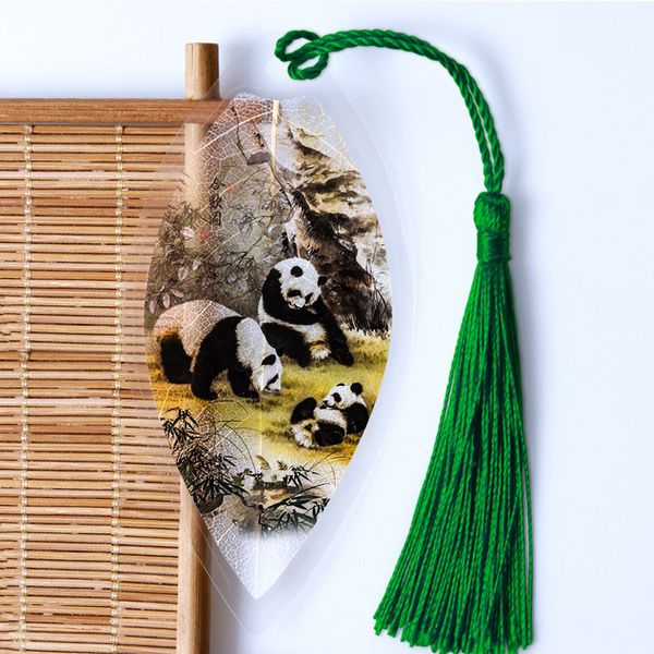 

souvenir panda leaf vein bookmark chinese style classic gift sichuan jiuzhaigou chengdu small for going abroad
