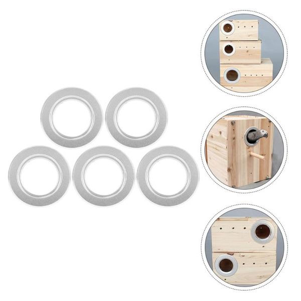 

aquariums 5pcs birds breeding case anti-bite rings metal wood parrot nest hole