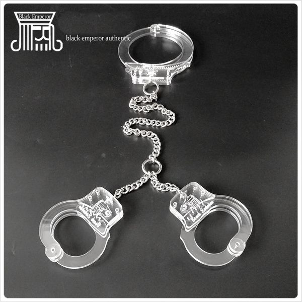 Plástico BDSM SM Sexo Brinquedos Bondage Collar Handcuffs Colar de Cristal Jogo Adulto Produtos