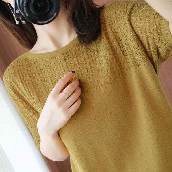 

women's sweaters short-sleeved shirt of summer women's hollow casual pull out cool knit pullovers mesh thin jumper ladies'76, White;black