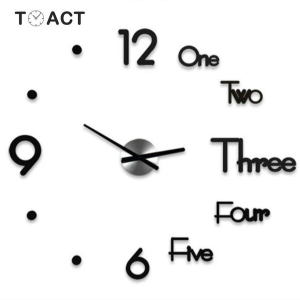 

wall clocks acrylic 3d diy large clock modern design living room quartz sticker big silent home decor