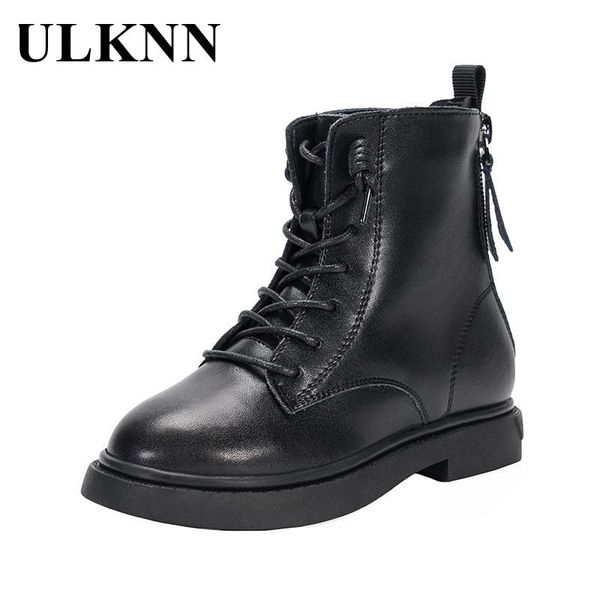 

boots ulknn children' girls short fashion show shoes kids portable zipper student casual outdoor for boys, Black;grey