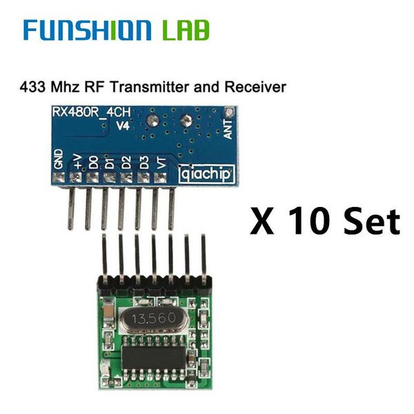 

remote controlers funshion 10 set 433mhz wireless receiver transmitter control learning code 1527 decoder module 4ch output button