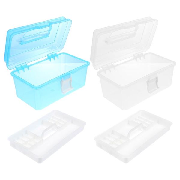 

tool organizers 2pcs hand-held storage box stationery double layers dust-proof case