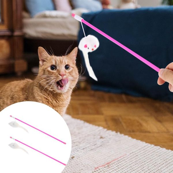 

cat toys 2pcs teaser rod design catcher wand kitten for indoor cats