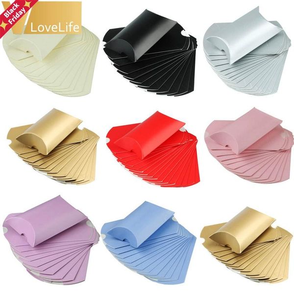 

100pcs/lot large wedding candy boxes pillow shape wholesales packaging events favor kraft paper gift box wrap