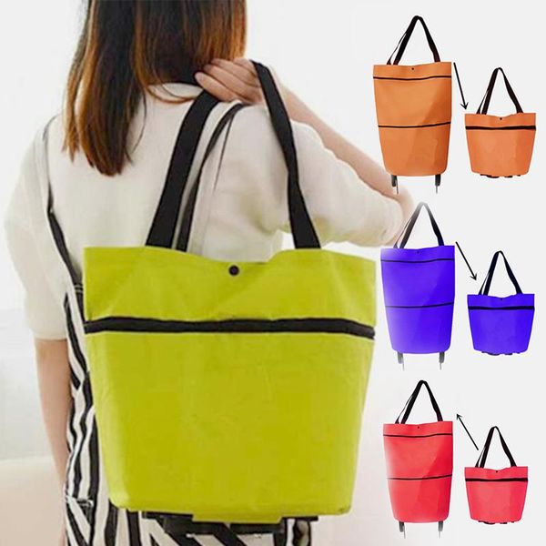 storage bags grocery cart shopping trolley bag with wheels rolling foldable tote portable organizer