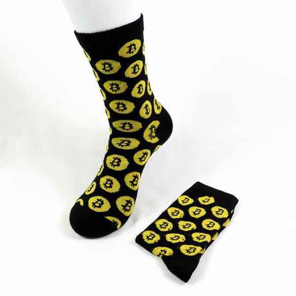 

men's socks cryptocurrency symbol crew, Black