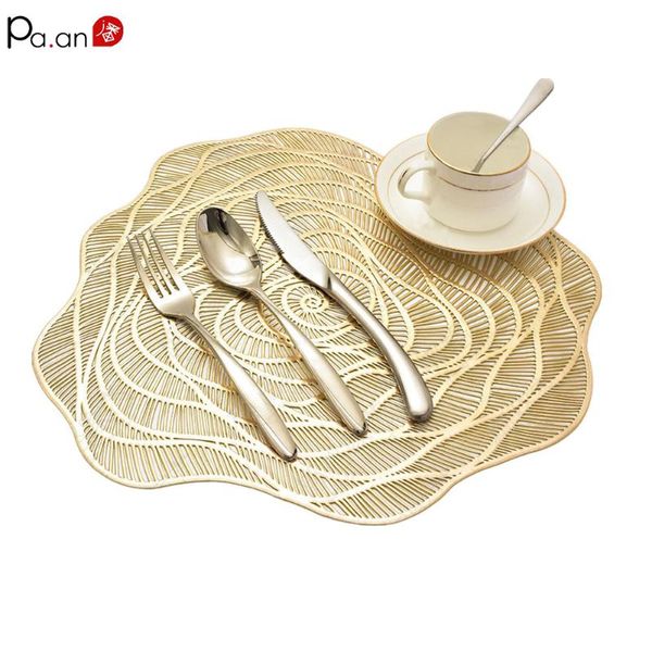 

table napkin 2pcs rose bronzing placemat hollow western food mat american restaurant pvc pan wedding decoration christmas napkins