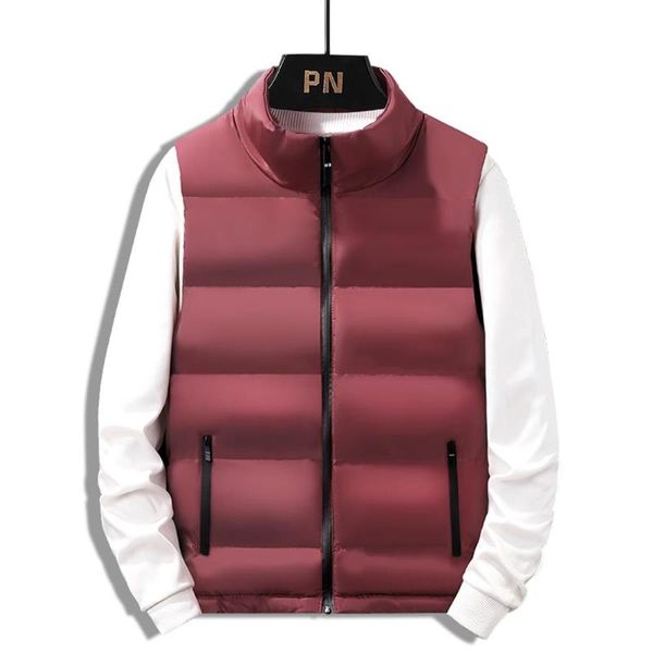 

men's vests puffer sleeveless padded winter quilted waistcoat zip-up body warmer vest autumn fashion men clothing, Black;white