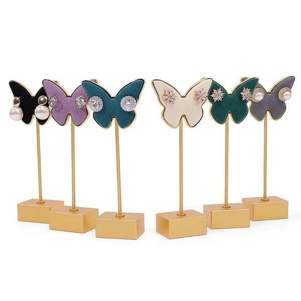 

jewelry pouches, bags metal butterfly earrings stand holder shelf display rack bracket earring organizer for woman girl gifts, Pink;blue