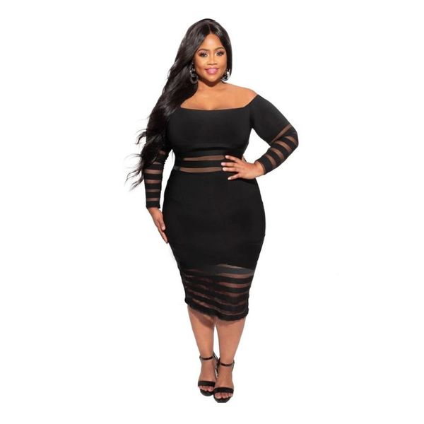 

autumn winter lady's slash neck mesh patchwork dress women solid full sleeve tee-through mid-calf dresses with real pos casual, Black;gray