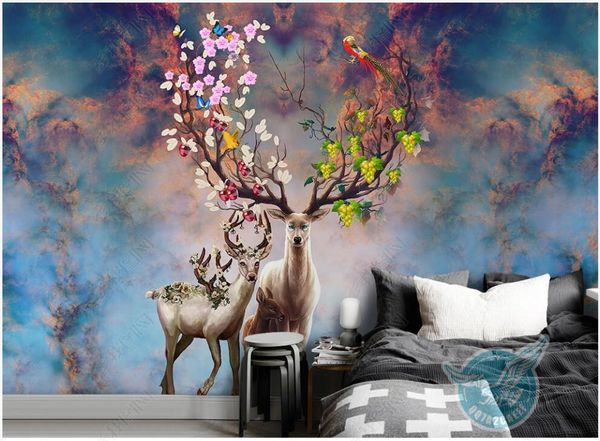 

3d wallpaper custom p mural european creative elk marble pattern home decor 3d wall murals wallpaper for walls 3 d in the living room