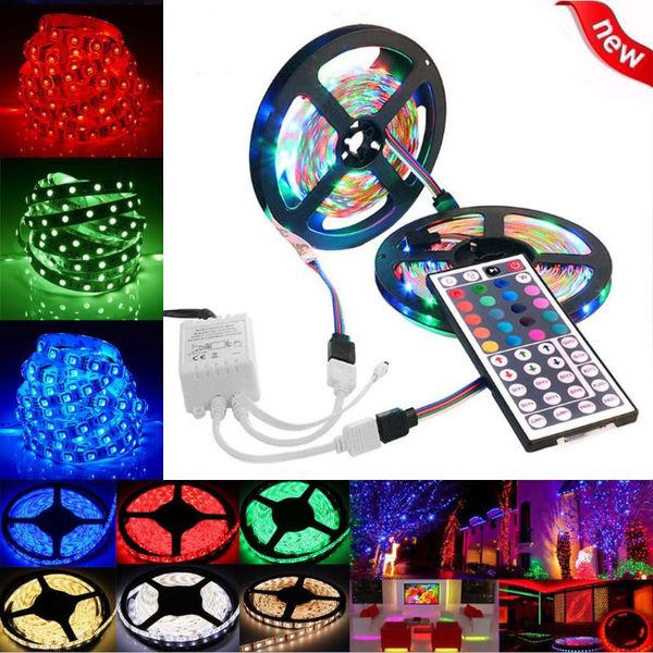 

strips 10m 3528 smd rgb 600 led strip light string tape+44 key ir remote control