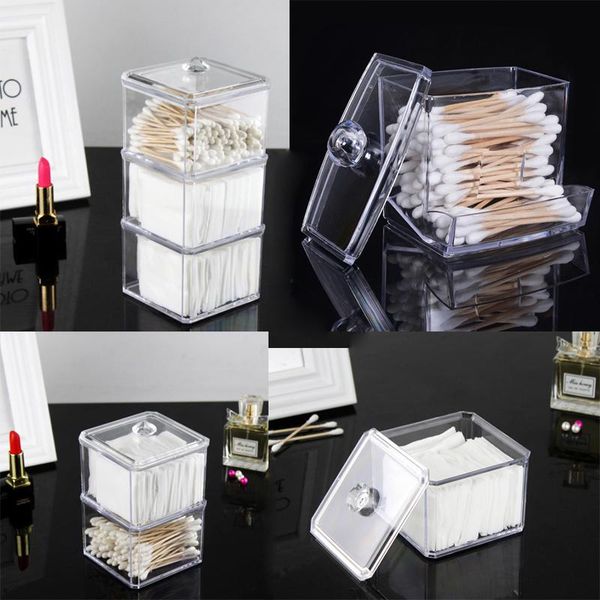 

bathroom storage & organization transparent clear acrylic organizer holder cotton swab box makeup pads deskjewelry case for cosmetics