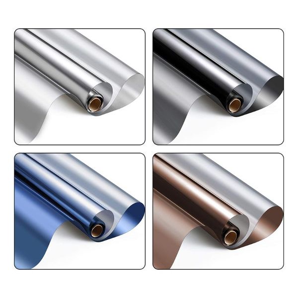 

window stickers mirror film self-adhesive reflective solar privacy tint for home blue silver glass