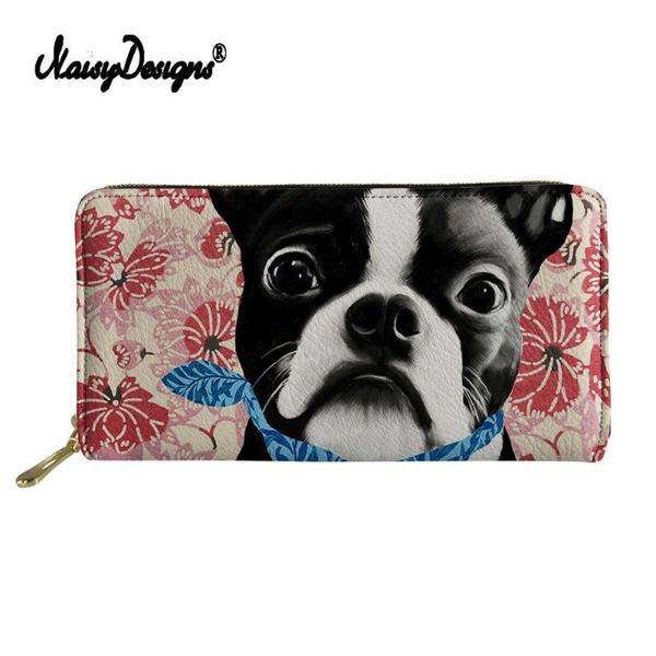 

wallets 2021 long women purses flower pug printed fashion pu coin purse card holder female clutch money custom bags, Red;black