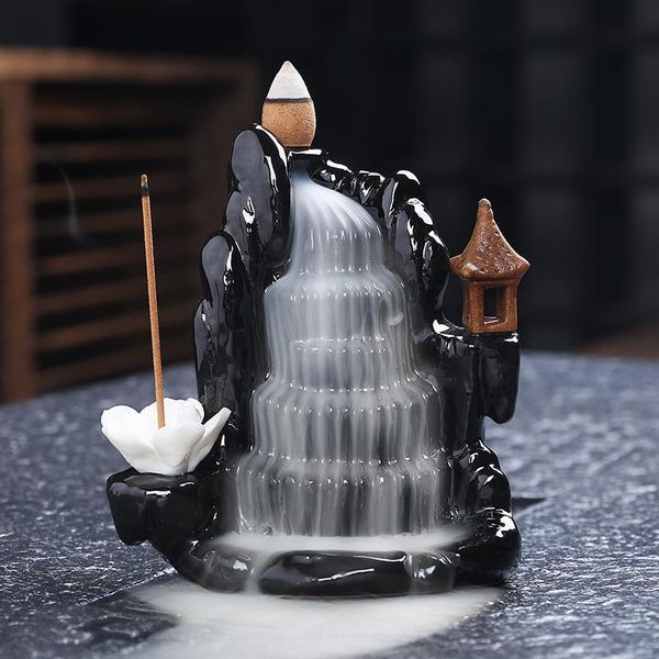 

backflow incense burner 20 pc cones ceramic mountain river handicrafts smoke waterfall stick holder ornaments home decor fragrance lamps