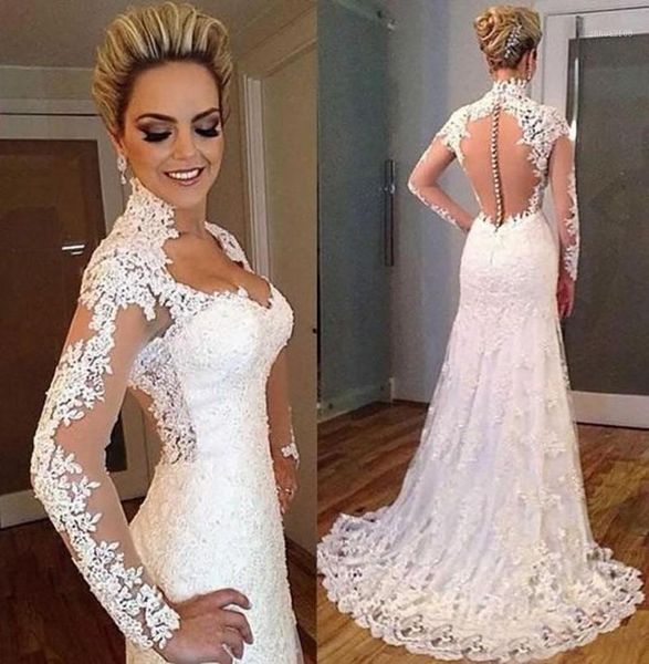

other wedding dresses strapless sleeveless applique lace backless dress custom mermaid sexy1, White