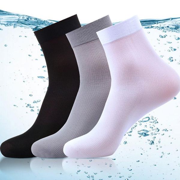 

men's socks 10pairs business mens summer thin silk high elastic nylon breathable casual short crew male cool quality, Black