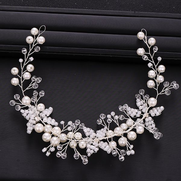 

new wedding hair accessories silver color rhinestone pearl headband handmade headwear party headband bridal wedding hair jewelrdio chan cont, White;golden
