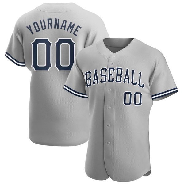 

custom gray navy-white authentic baseball jersey, Blue;black