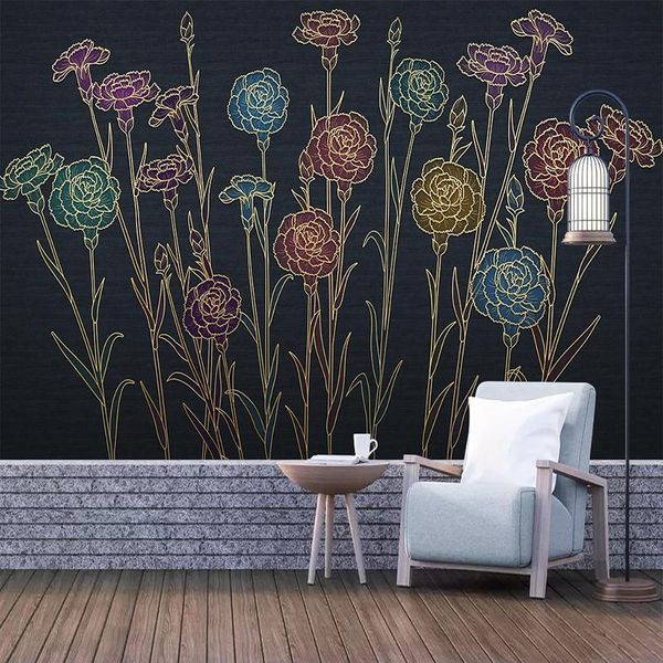 

wallpapers custom 3d mural wallpaper modern floral relief self-adhesive waterproof murals wall decals living room sofa restaurant