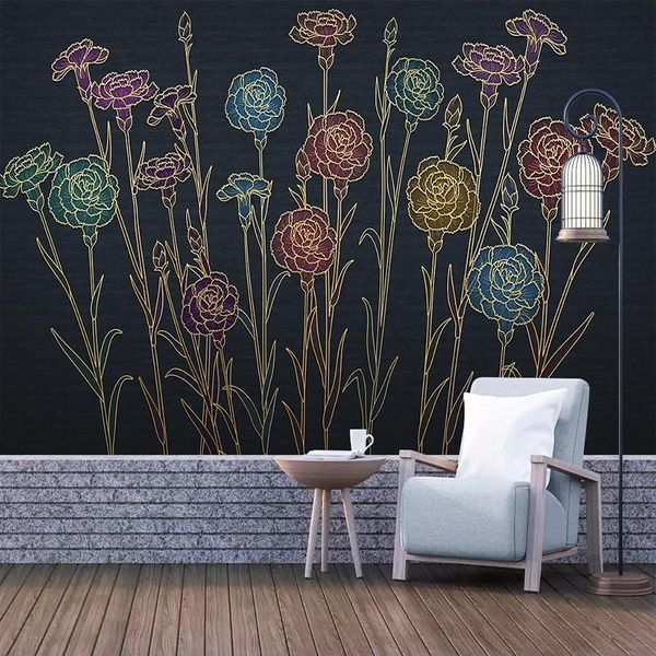 Wallpapers personalizado 3d mural papel de parede moderno alívio floral auto-adesivo murais impermeáveis ​​murais de parede decalques de parede sala de estar sofá restaurante