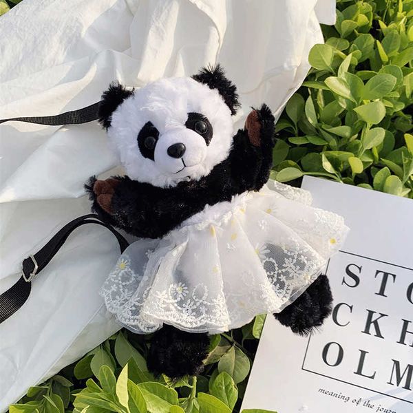 

2021 new plush backpack panda shoulder bag cartoon cute messenger 22cm