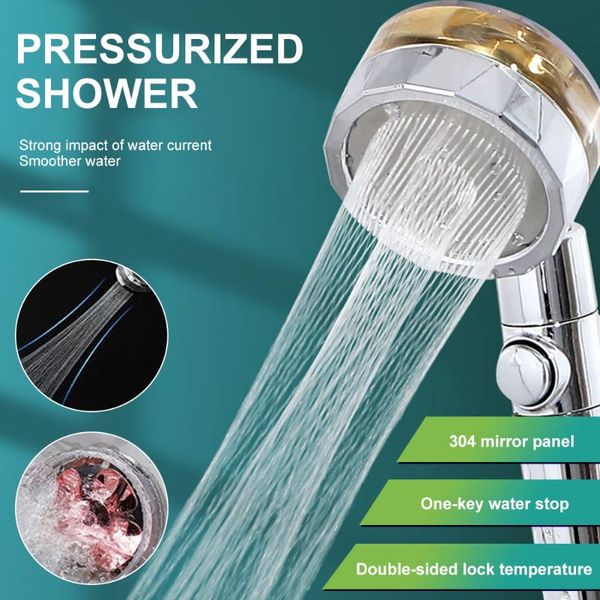 Set di accessori da bagno Soffione doccia a pioggia ruotato di 360° Spruzzo a risparmio idrico ad alta pressione Bagno Massaggio pressurizzato tenuto in mano236J