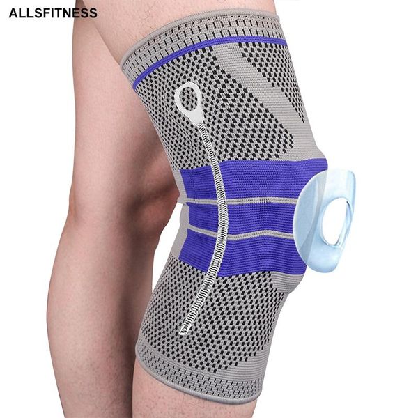 

silicone knee pads full brace belt strap patella medial support strong meniscus compression sport basketball elbow &, Black;gray