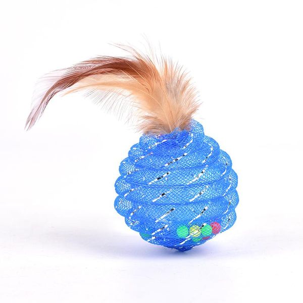 

cat toys 1pcs cats feather ball toy play chewing plastic pipe roll pet training