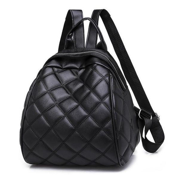 

outdoor bags backpack ladies 2021 korean version pu leather dual-use casual travel bag rhombus shell small