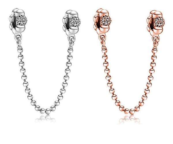 

fit sterling silver bracelet silver rose gold exquisite pattern safety chain crystal european ser clip lock charm fits pandora bracelet jewe, Black