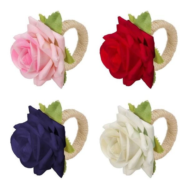 

napkin rings 20rc simulation rose flower ring holder dinner table decorations for wedding valentine's banquet christmas crafts